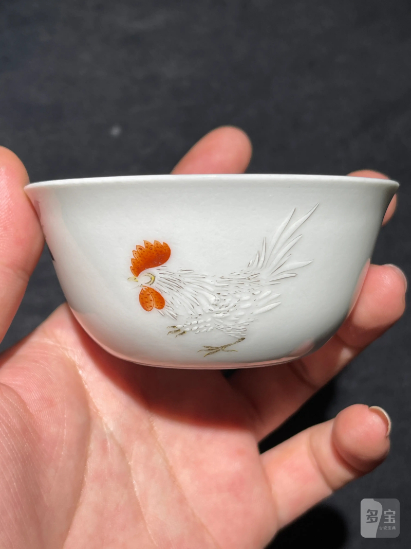 清晚期 粉彩大吉图卧足杯 - 图2